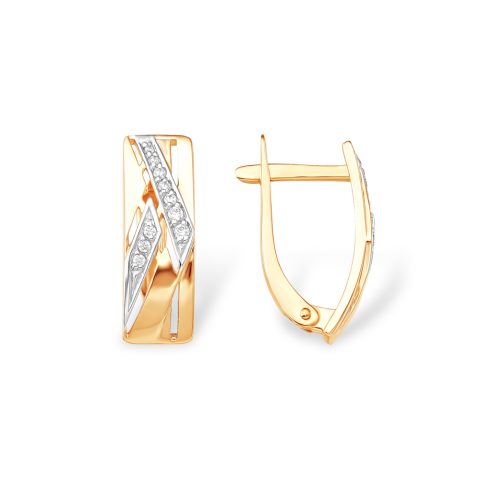 Серьги из красного золота 585 с фианитами, ср. вес 2,71г