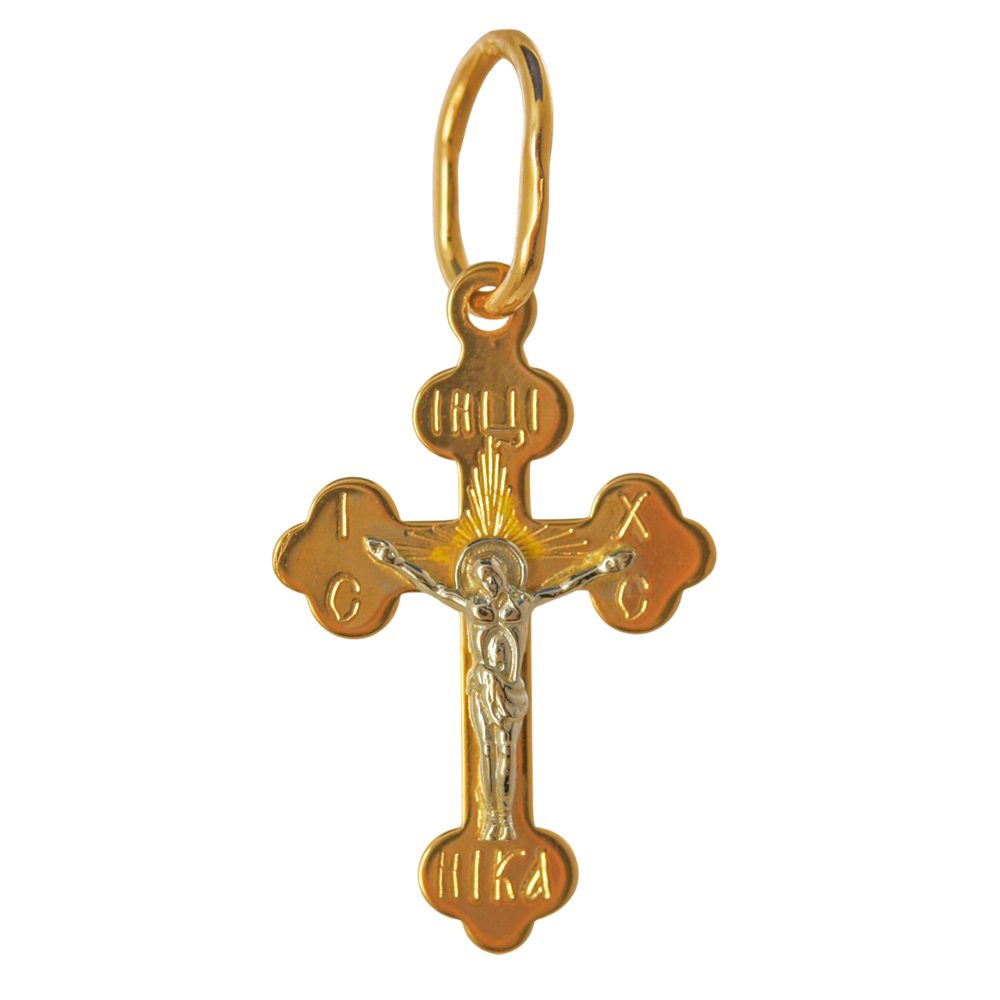 Крест из красного золота 585, ср. вес 0,73г