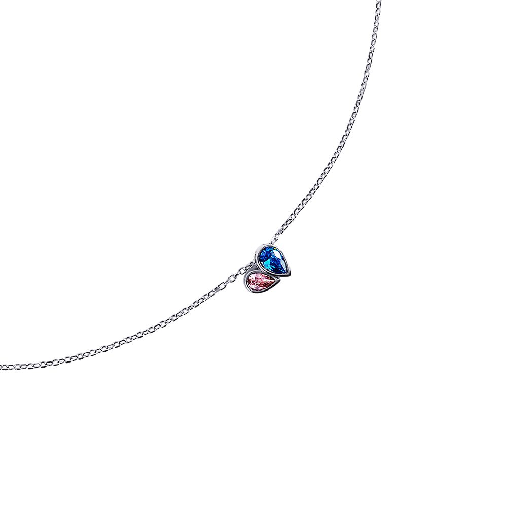 Колье из серебра 925 с фианитом, ср. вес 2,54г
