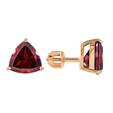 Серьги из красного золота 585 с гранатами, ср. вес 2,28г
