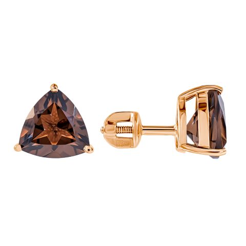 Серьги из красного золота 585 с раухтопазами, ср. вес 1,98г