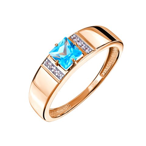 Кольцо из красного золота 585 с топазом, ср. вес 1,93г