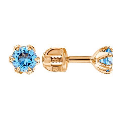 Серьги из красного золота 585 с топазами, ср. вес 1,06г