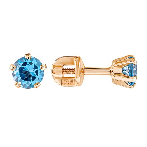 Серьги из красного золота 585 с топазами, ср. вес 1г