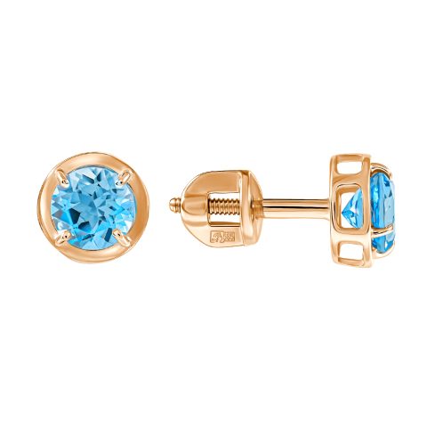 Серьги из красного золота 585 с топазами, ср. вес 1,22г