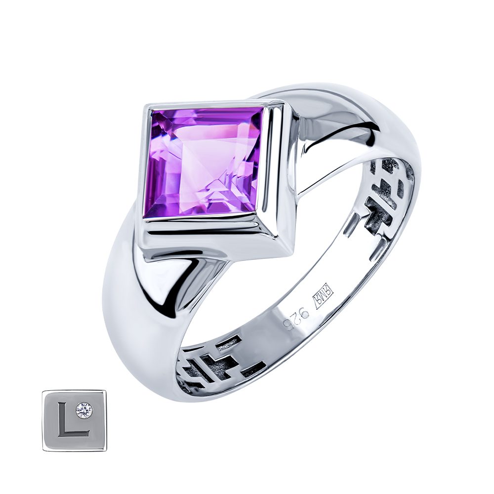 Кольцо из серебра 925 с аметистом, ср. вес 2,33г