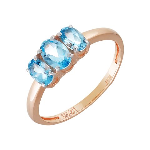 Кольцо из красного золота 585 с топазом, ср. вес 1,73г