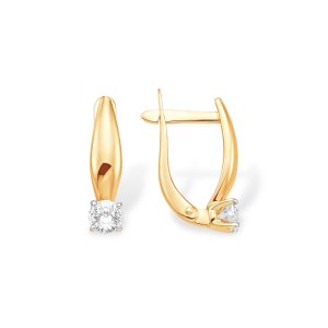 Серьги из красного золота 585 с фианитами, ср. вес 2,23г