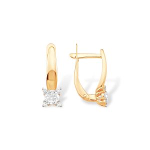Серьги из красного золота 585 с фианитами, ср. вес 2,54г