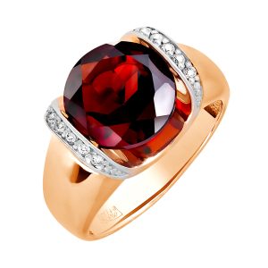 Кольцо из красного золота 585 с гранатом, ср. вес 5,24г