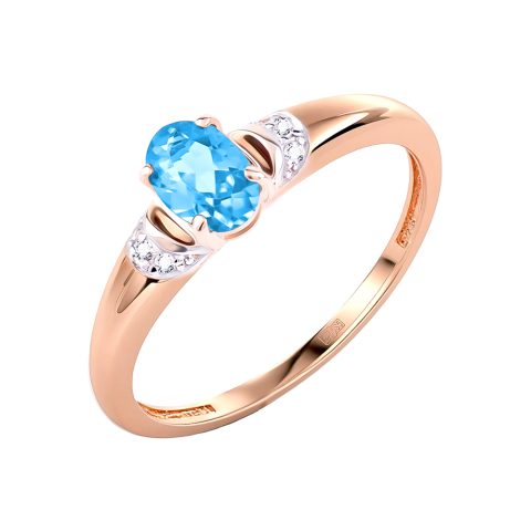 Кольцо из красного золота 585 с топазом, ср. вес 1,45г