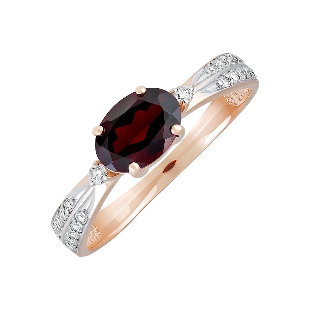 Кольцо из красного золота 585 с гранатом, ср. вес 1,89г