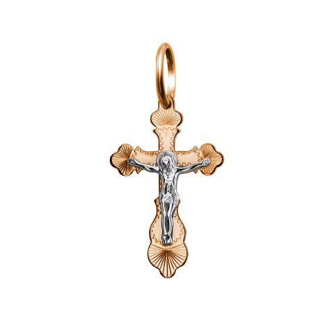 Крест из красного золота 585, ср. вес 0,99г