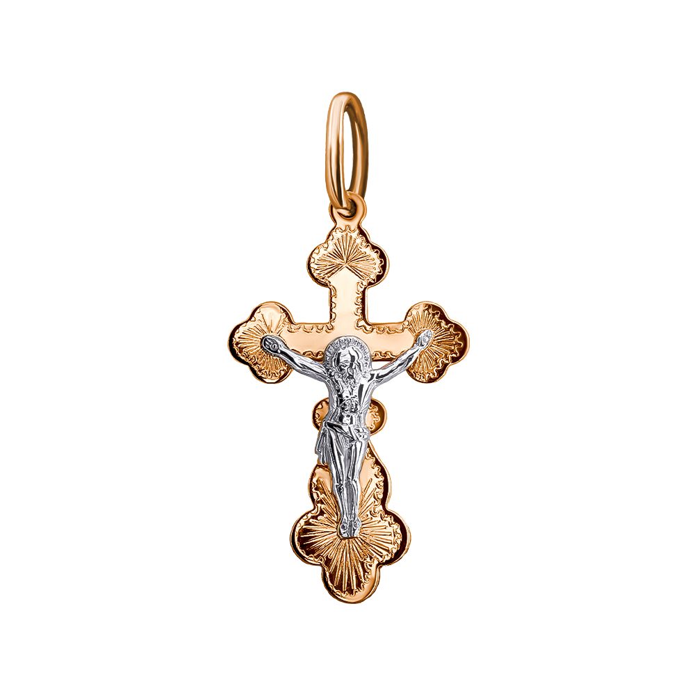 Крест из красного золота 585, ср. вес 1г