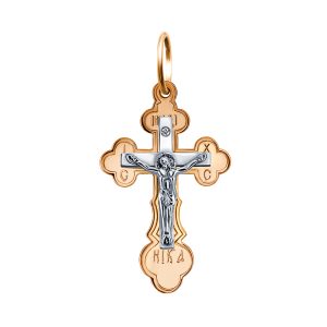 Крест из красного золота 585 с фианитом, ср. вес 1,84г