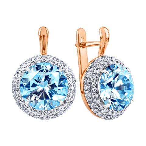 Серьги из красного золота 585 с топазами, ср. вес 6,1г