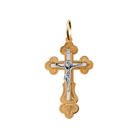 Крест из красного золота 585 с фианитом, ср. вес 2,61г