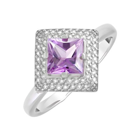 Кольцо из серебра 925 с аметистом и фианитом, ср. вес 2,25г