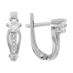 Серьги из белого золота 585 с бриллиантами, ср. вес 2,87г
