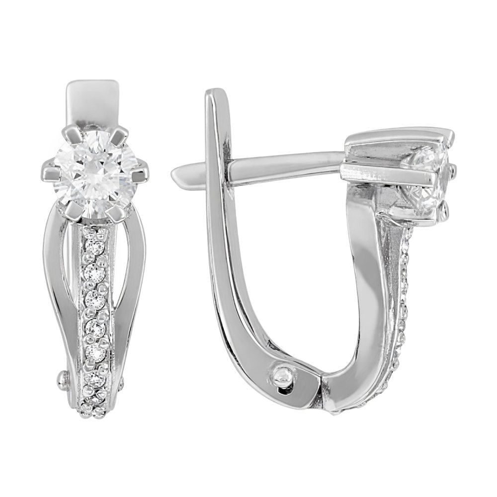 Серьги из белого золота 585 с бриллиантами, ср. вес 2,87г