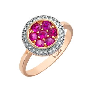 Кольцо из красного золота 585 с рубинами, ср. вес 2,81г