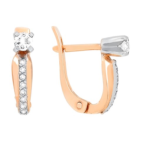 Серьги из красного золота 585 с бриллиантом, ср. вес 2,8г