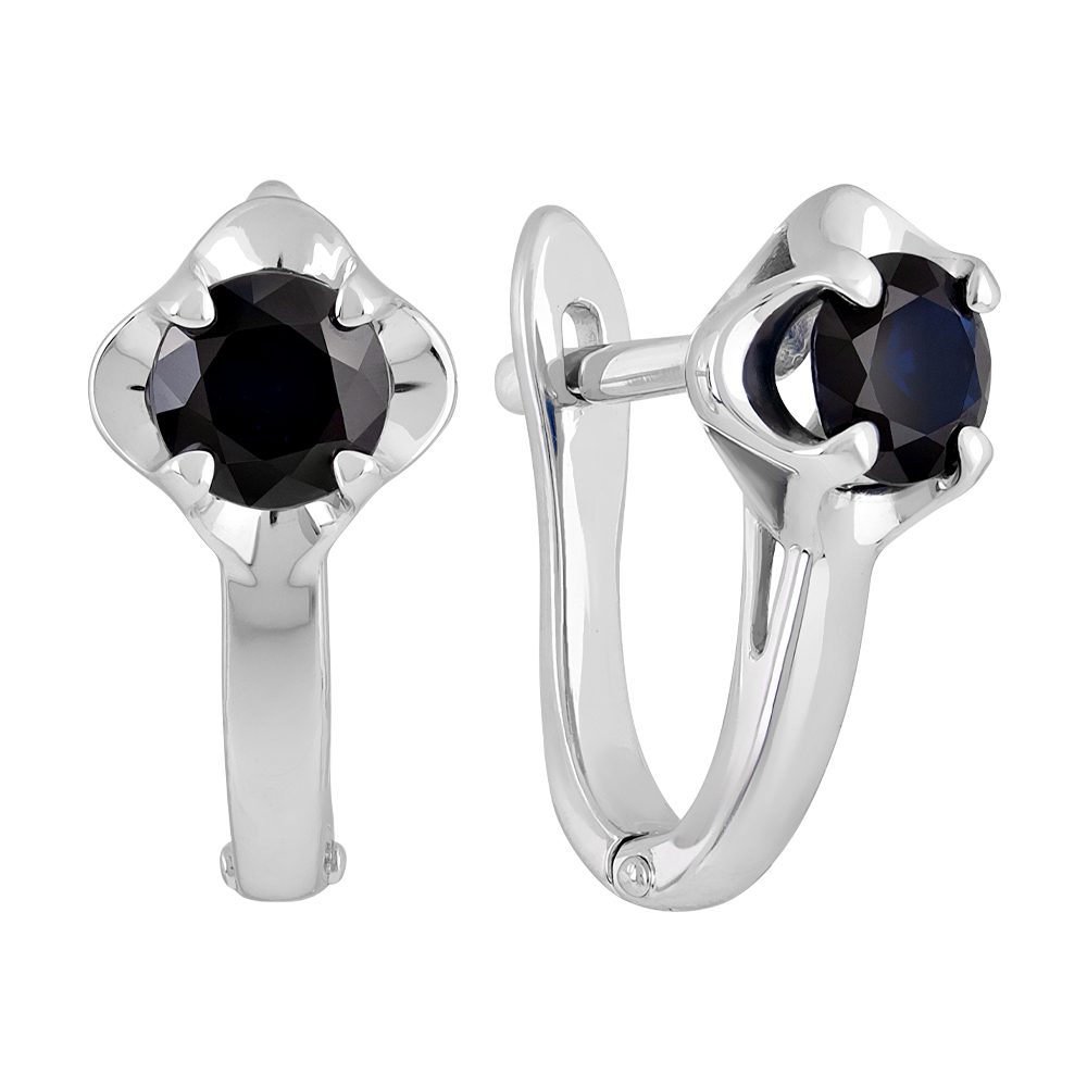 Серьги из белого золота 585 с сапфирами, ср. вес 3,01г