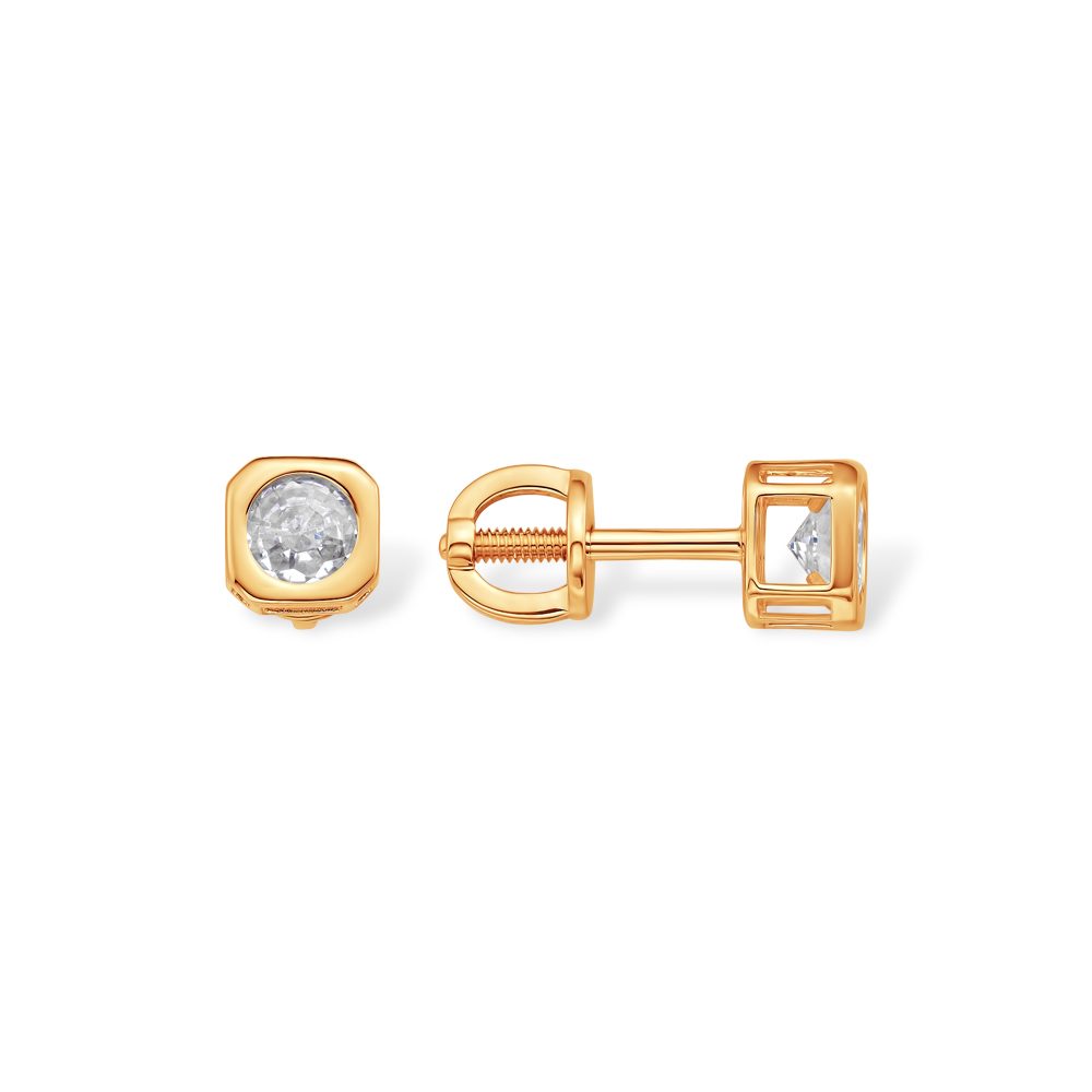 Серьги из красного золота 585 с фианитами, ср. вес 1,46г