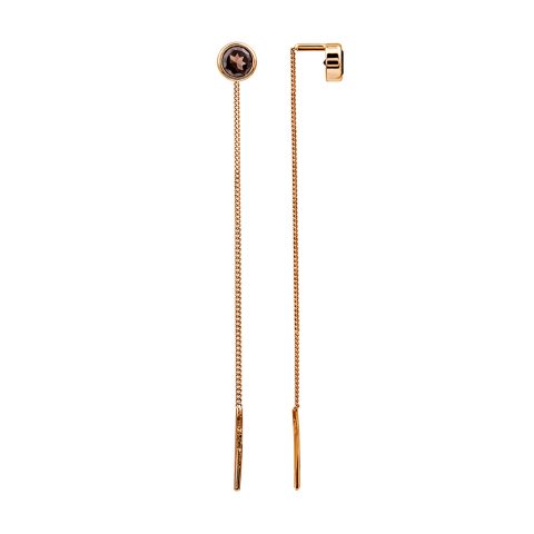 Серьги из красного золота 585 с раухтопазами, ср. вес 1,16г