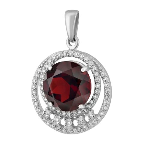 Подвеска из серебра 925 с гранатом и фианитом, ср. вес 2,11г