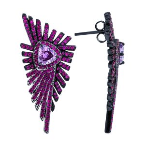 Пусеты из серебра 925 с фианитом, ср. вес 9,7г