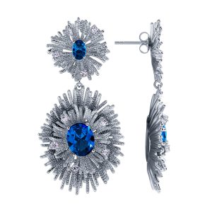 Пусеты из серебра 925 с фианитом, ср. вес 22,64г