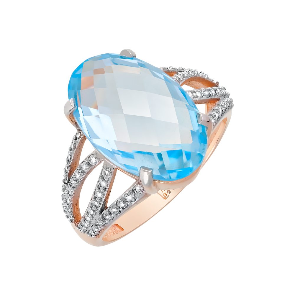 Кольцо из красного золота 585 с топазом, ср. вес 4,85г