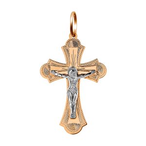 Крест из красного золота 585, ср. вес 1г