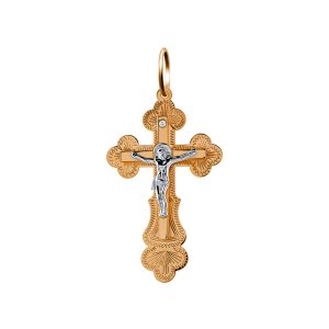 Крест из красного золота 585 с фианитом, ср. вес 2,62г