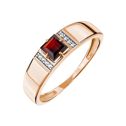 Кольцо из красного золота 585 с гранатом, ср. вес 1,97г