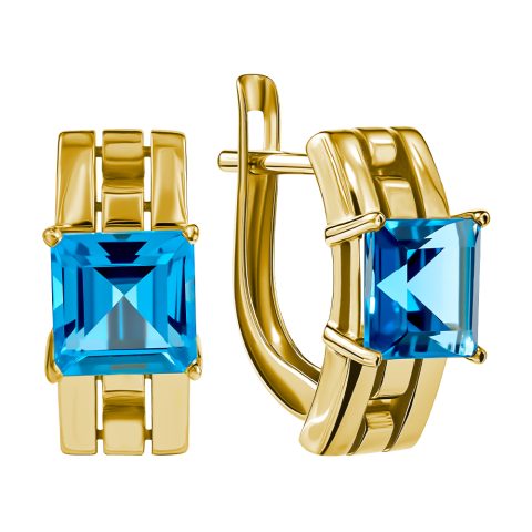 Серьги из жёлтого золота 585 с топазами, ср. вес 3,4г