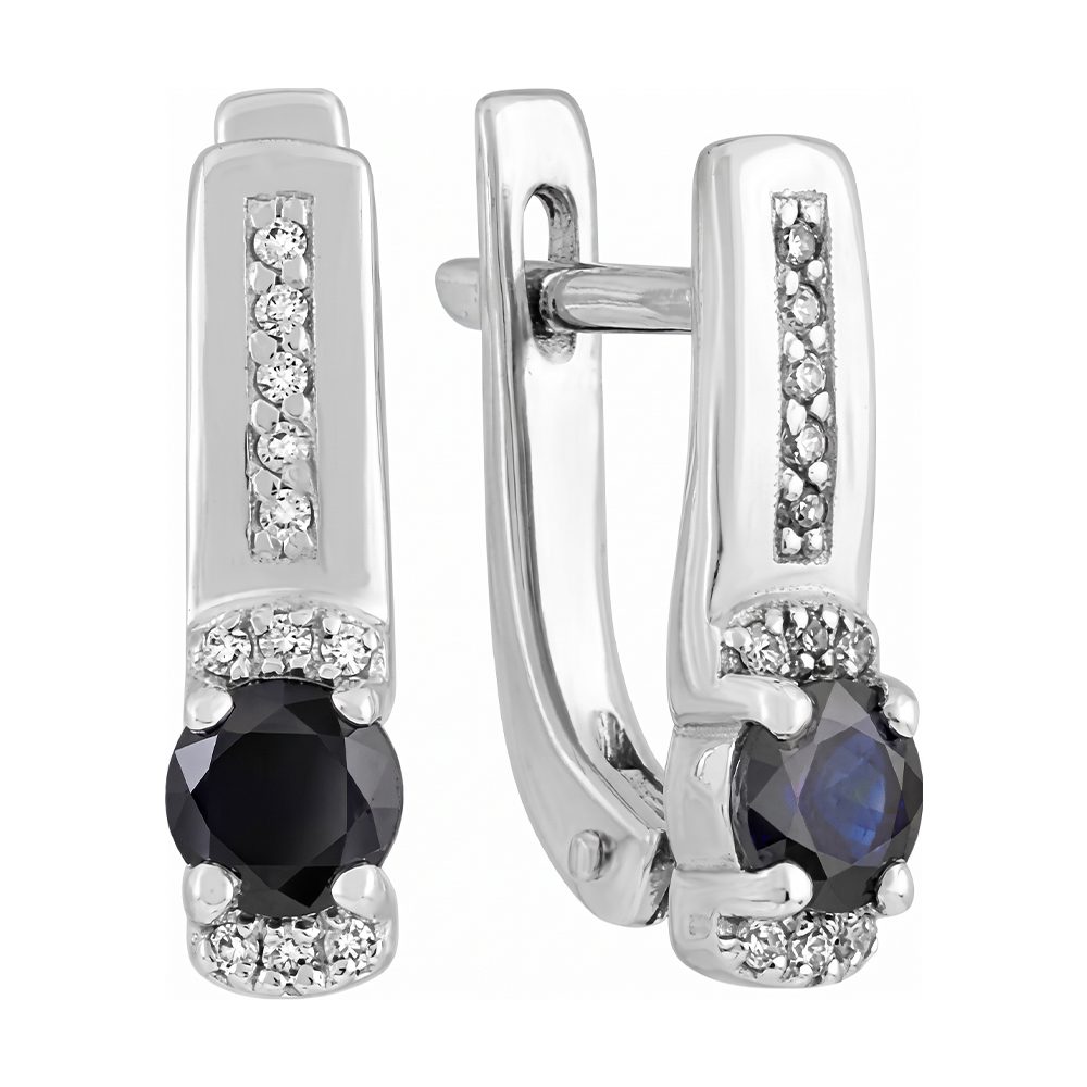 Серьги из белого золота 585 с сапфирами, ср. вес 2,57г