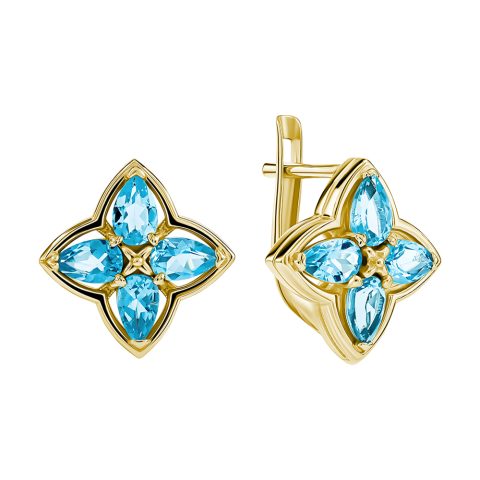 Серьги из жёлтого золота 585 с топазами, ср. вес 4,3г
