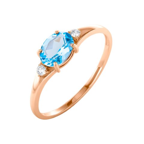 Кольцо из красного золота 585 с топазом, ср. вес 1,9г